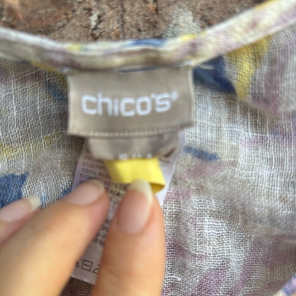 Chico’s Hand Painted Paisley Poncho Linen Fringe Poncho Multi Print Size S/M - Picture 3 of 5